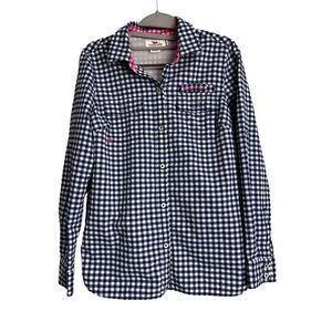 Vineyard Vines Shirt Womens Size 2 Blue Gingham Fishing Button Down TINY FLAW